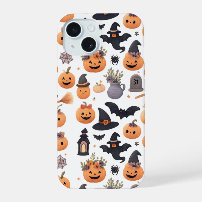 Funda para iPhone con patrón de iconos de Hallowee (Reverso )