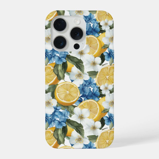Funda para iPhone con patrón de limón y flores de  (Reverso )