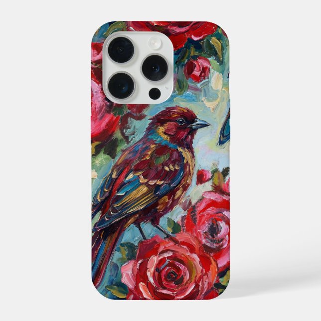 Funda para iPhone con Patrón Floral de Rosas Rojas (Reverso )