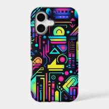 Funda para iPhone con patrón geométrico neón de lo