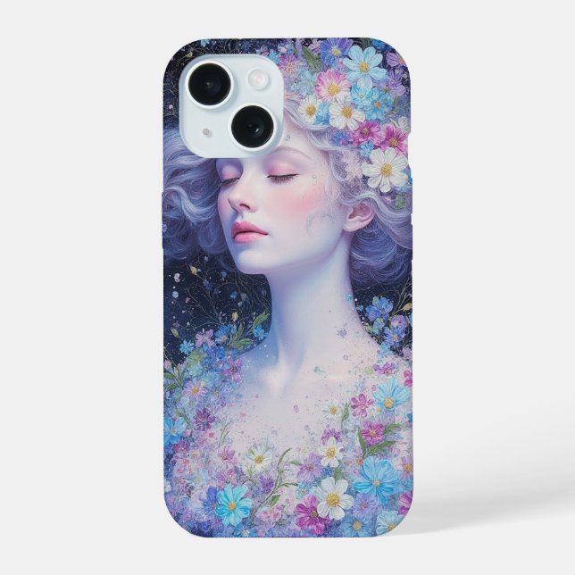 Funda para iPhone con retrato floral soñador (Reverso )