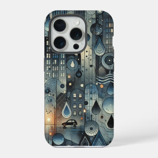 Funda para iPhone con un ambiente de ciudad lluvio