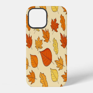 Funda Para iPhone 12 Concepto de hoja: Patrón de símbolos de otoño