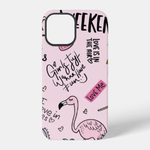 Funda Para iPhone 12 Concepto divertido para niñas con unicornio, flame