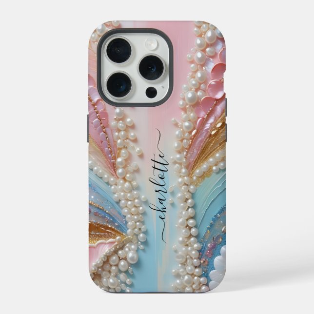 Funda Para iPhone Conchas de perlas pintadas perlescentes  (Reverso )