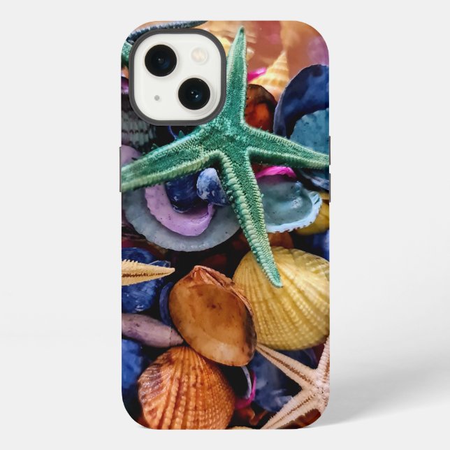 Funda Para iPhone conchas, estrellas de mar, océano (Reverso )
