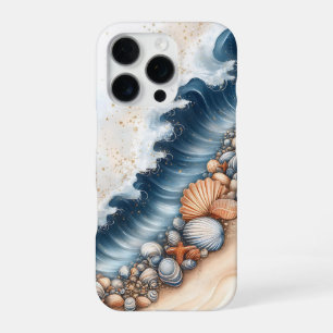 Funda Para iPhone 16 Pro Conchas marinas costeras y arte de la playa Ocean