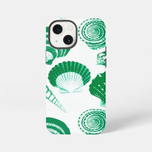 Funda Para iPhone 13 Mini Conchas - verde esmeralda sobre fondo blanco