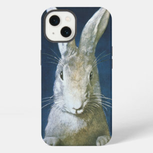 Conejo blanco peludo vintage de Pascua