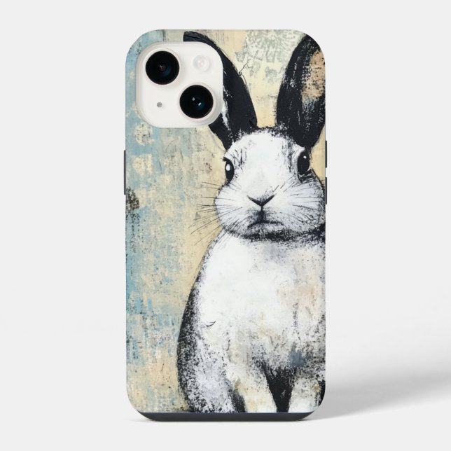 Funda Para iPhone Conejo de Medios Mixtos (Reverso )