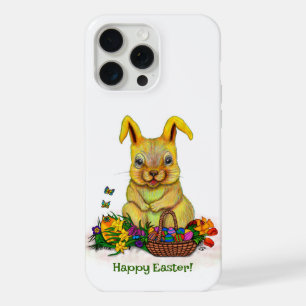 Conejo de Pascua con huevos y flores