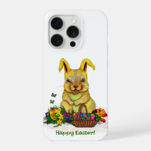 Conejo de Pascua con huevos y flores