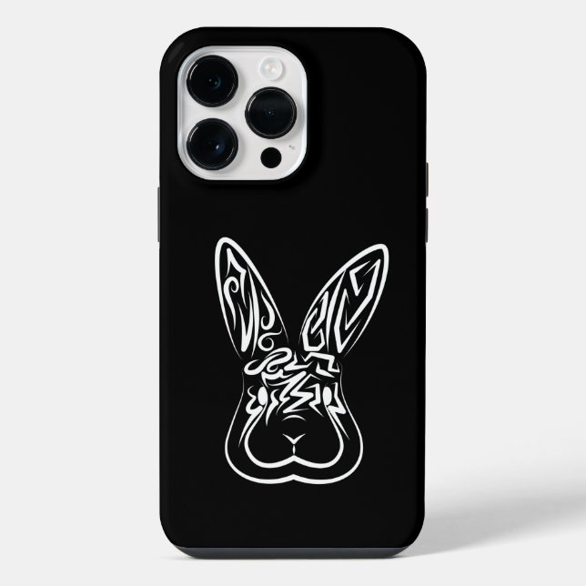 Funda Para iPhone Conejo tribal blanco y negro (Reverso )
