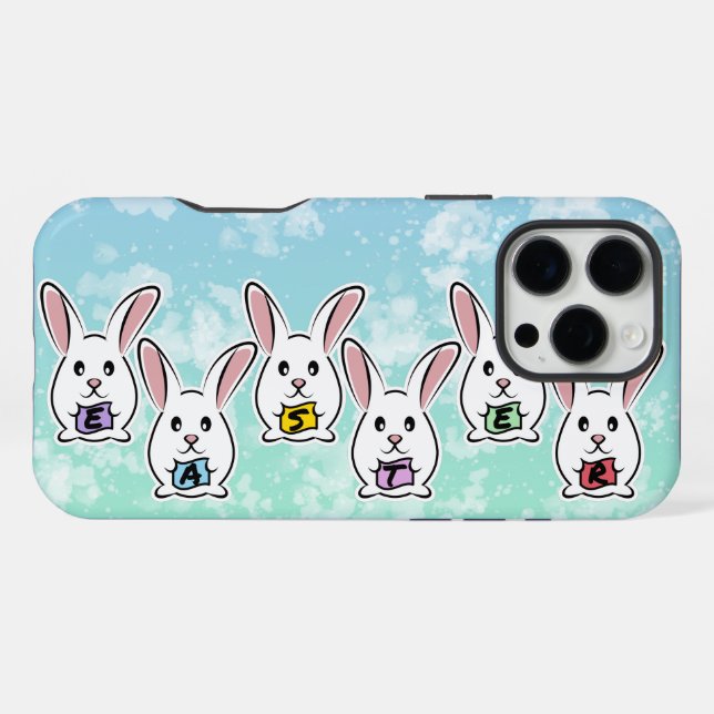 Funda Para iPhone Conejos de Pascua con Forma de Huevo (Reverso Horizontal)