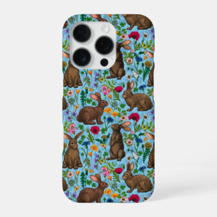 Funda Para iPhone 16 Pro Conejos y flores silvestres