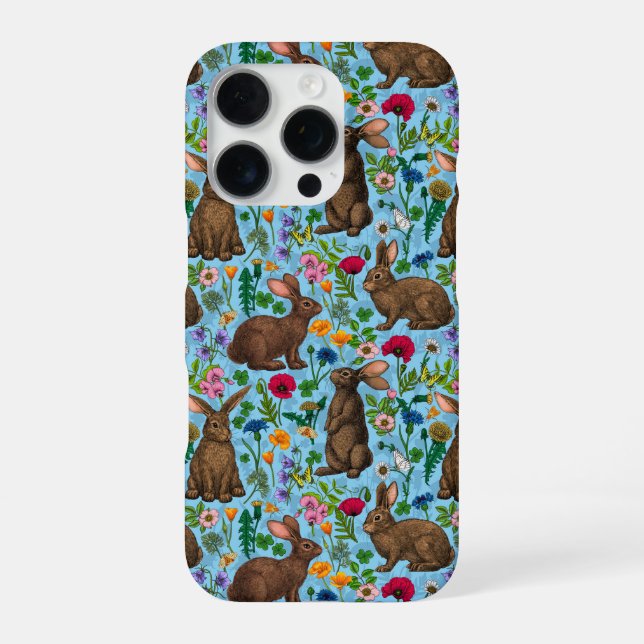 Funda Para iPhone Conejos y flores silvestres (Reverso)