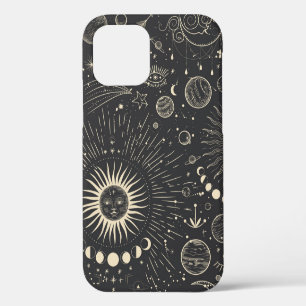 Funda Para iPhone 12 Conjunto de ilustraciones de época de fases lunare