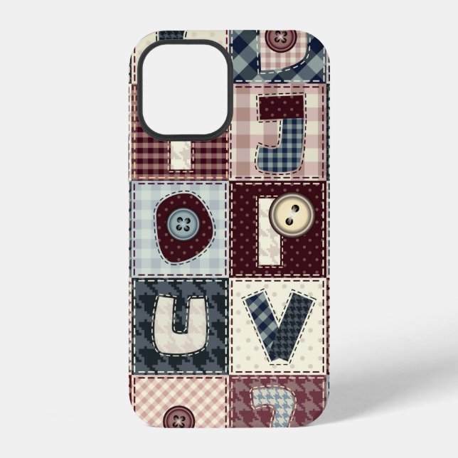 Funda Para iPhone Conjunto de letras alfabéticas en estilo patchwork (Reverso )