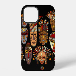 Funda Para iPhone 12 Conjunto étnico de máscaras tribales, boceto