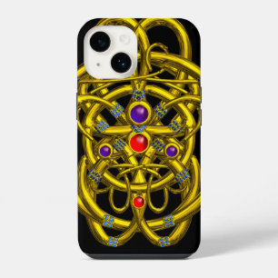 FUNDA PARA iPhone 14 CONOCIMIENTOS ABSTRACTOS DE ORO, GEMAS COLORIDOS N