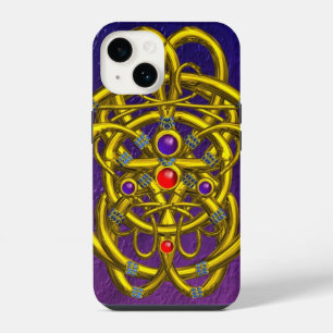 FUNDA PARA iPhone 14 CONOCIMIENTOS CELÁTICOS DE ORO ABSTRACTO CON GEMST