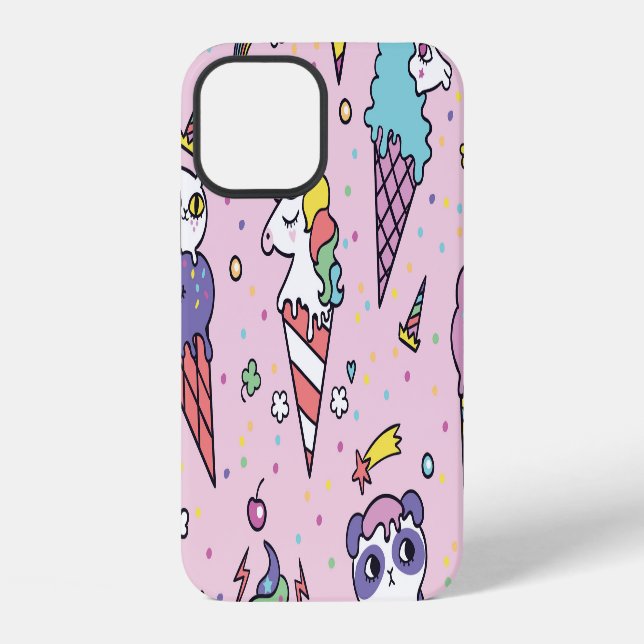 Funda Para iPhone Conos de helado de animales lindos (Reverso )