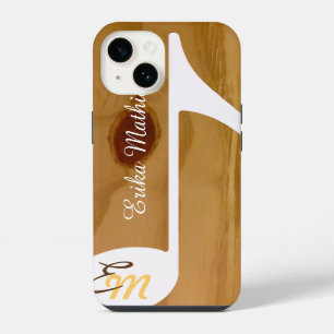 Funda Para iPhone 14 cool custom musical note on wood, rustic