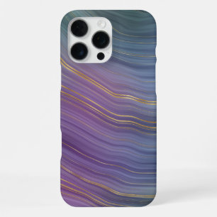 Funda Para iPhone 16 Pro Max Cool Strata Hermoso Agata Azul Púrpura y Dorado