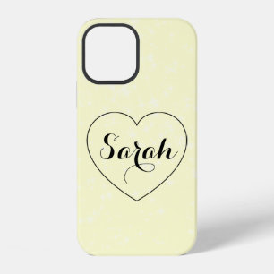 Funda Para iPhone 12 Cool Trendy Amarillo, Corazón