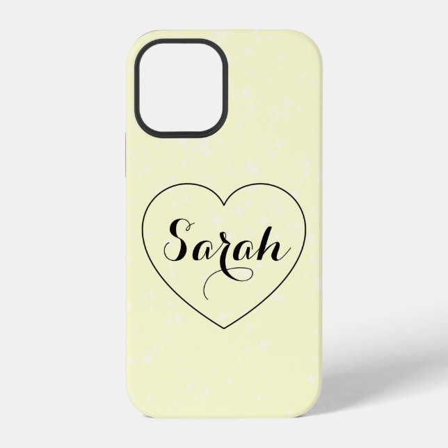 Funda Para iPhone Cool Trendy Amarillo, Corazón (Reverso )
