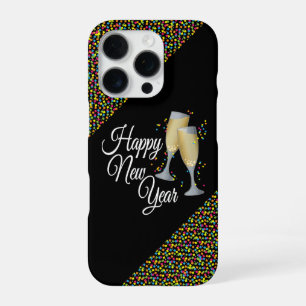 Funda Para iPhone 16 Pro Copas de champán de Feliz Año Nuevo