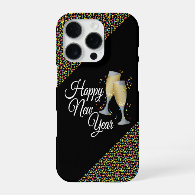 Funda Para iPhone Copas de champán de Feliz Año Nuevo (Reverso)