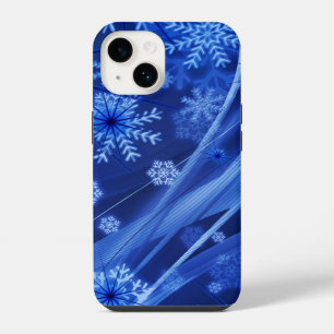 Funda Para iPhone 14 Copo de Nieve de Navidad de Invierno Azul
