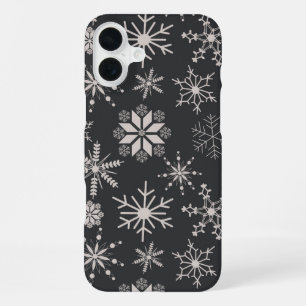 Funda Para iPhone 16 Plus Copo de Nieve Escarcha y Florece – Medianoche
