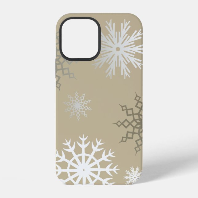Funda Para iPhone Copo de nieve sobre beige (Reverso )