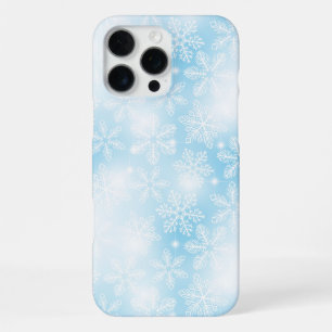 Funda Para iPhone 16 Pro Max Copo de nieve y luces sobre azul