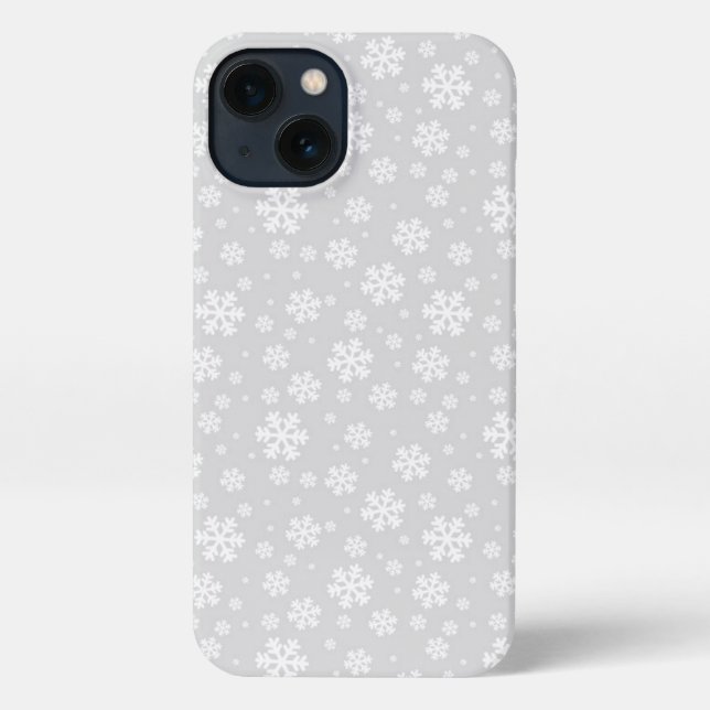 Funda Para iPhone Copos de nieve blancos en el patrón invernal plate (Reverso )