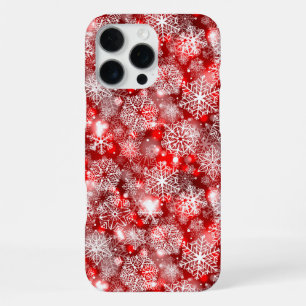 Funda Para iPhone 16 Pro Max Copos de nieve en rojo