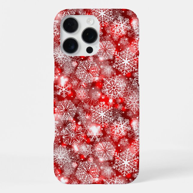 Funda Para iPhone Copos de nieve en rojo (Reverso )