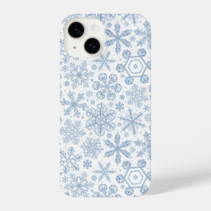 Funda Para iPhone 14 Copos de nieve grises en blanco roto