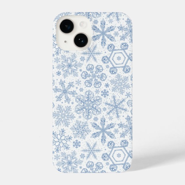 Funda Para iPhone Copos de nieve grises en blanco roto (Reverso )