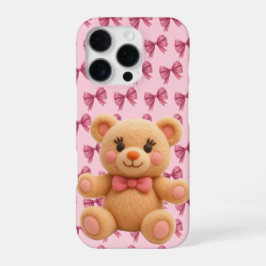Funda Para iPhone 16 Pro Coqueta Kawaii Osito Melocotón con Estampado de La