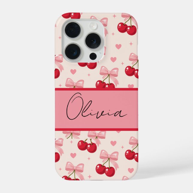 Funda Para iPhone Coqueta Lazo de Cereza Adorable (Reverso )