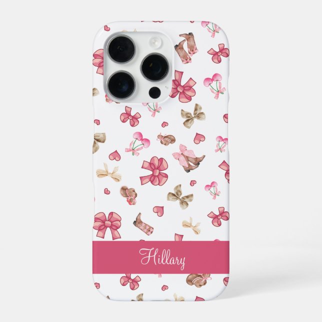 Funda Para iPhone Coquette de Cowgirl Cute Pink Personalizada (Reverso)