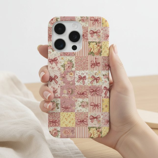 Funda Para iPhone Coquette Floral Patchwork Quilt Spring Flowers Bow (Subido por el creador)
