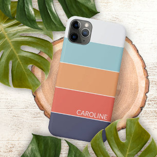 Funda Para iPhone 16 Pro Max Coral Naranja Rojo Oscuro Azul Seafoam Rayas Verde