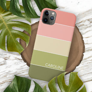Funda Para iPhone 16 Pro Max Coral Rojo Blush Rosa Rayas de Arte Primavera Pers