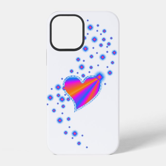 Funda Para iPhone Corazón arcoiris con estrellas (Reverso )