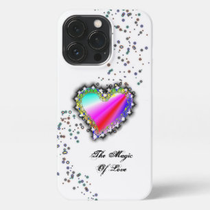 Funda Para iPhone 13 Pro Corazón arcoiris con estrellas, la magia del amor