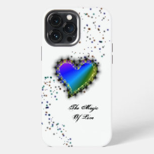 Funda Para iPhone 13 Pro Max Corazón arcoiris con estrellas, la magia del amor